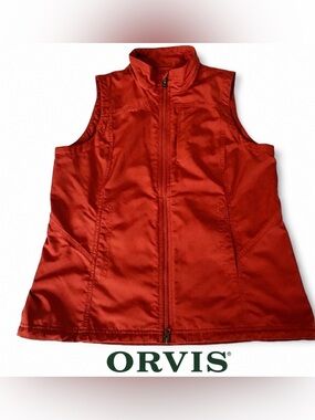 Orvis Utility Vest Men’s Medium Rust Full Zip Gorpcore Hiking Fishing Outdoor